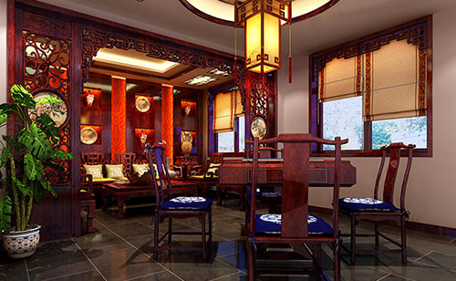 阜龙乡古典中式风格茶楼包间设计装修效果图